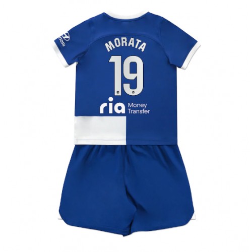 Dres Atletico Madrid Alvaro Morata #19 Gostujuci za djecu 2023-24 Kratak Rukav (+ kratke hlače)